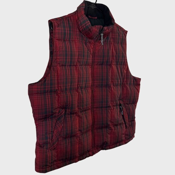 Eddie Bauer WeatherEdge Goose Down Plaid Puffer Vest Red Women's XL Outerwear - Picture 3 of 11
